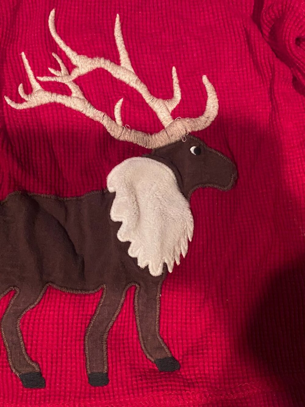 Gymboree-Size-2T-Boy's Red Reindeer Waffle long sleeve-great condition - Picture 3 of 9